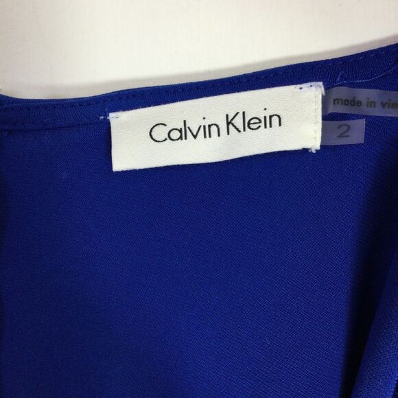 Calvin Klein Women's One-Piece Jumpsuit V-Neck Tie Waist Sleeveless Blue Size 2 - Picture 16 of 16